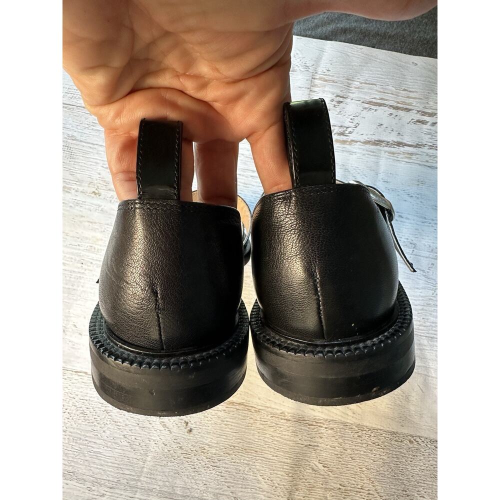 Inch 2 closed toe sandal Shoes 41 Black Leather Mary Janes 11 No Ankle Straps - Picture 7 of 14